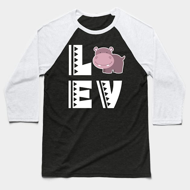 Cute love hippo t shirt funny hippo lover gifts for kids Baseball T-Shirt by franzaled